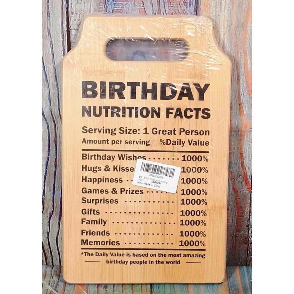 Bamboo Birthday Nutrition Facts Cutting Board